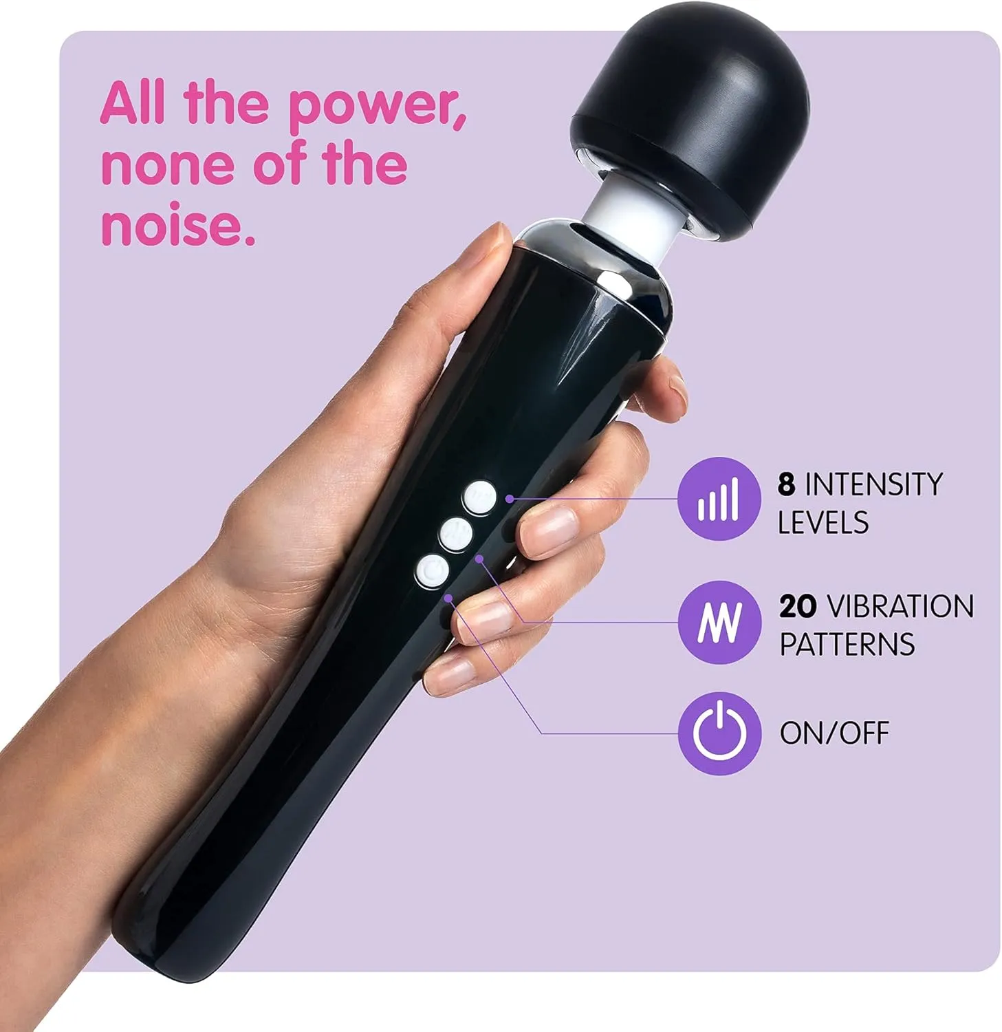 Oliver James Vibrator, Sex Toys Wand Massager, Adult Toy for Women - G Spot Vibrators, Clitoris Stimulation, Dildo, Water-Resistant, Wireless, 20 Vibration Modes & 8 Speeds (Large, Black)