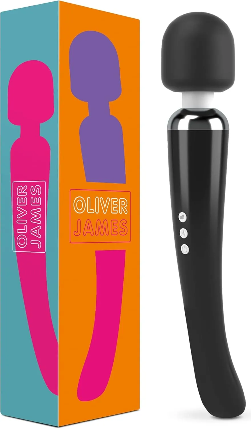 Oliver James Vibrator, Sex Toys Wand Massager, Adult Toy for Women - G Spot Vibrators, Clitoris Stimulation, Dildo, Water-Resistant, Wireless, 20 Vibration Modes & 8 Speeds (Large, Black)
