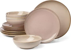 Oneida 897202 Organic Shades 12-Piece Dinnerware Set, Clay