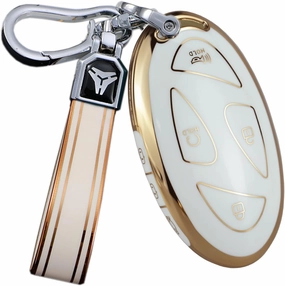 ontto 7-button Key Fob Cover Gold Edge Car Key Holder Fit for Hyundai Ionic 6 Grandeur GN7 2023 Kona Ev 2023 New Kona SX 2