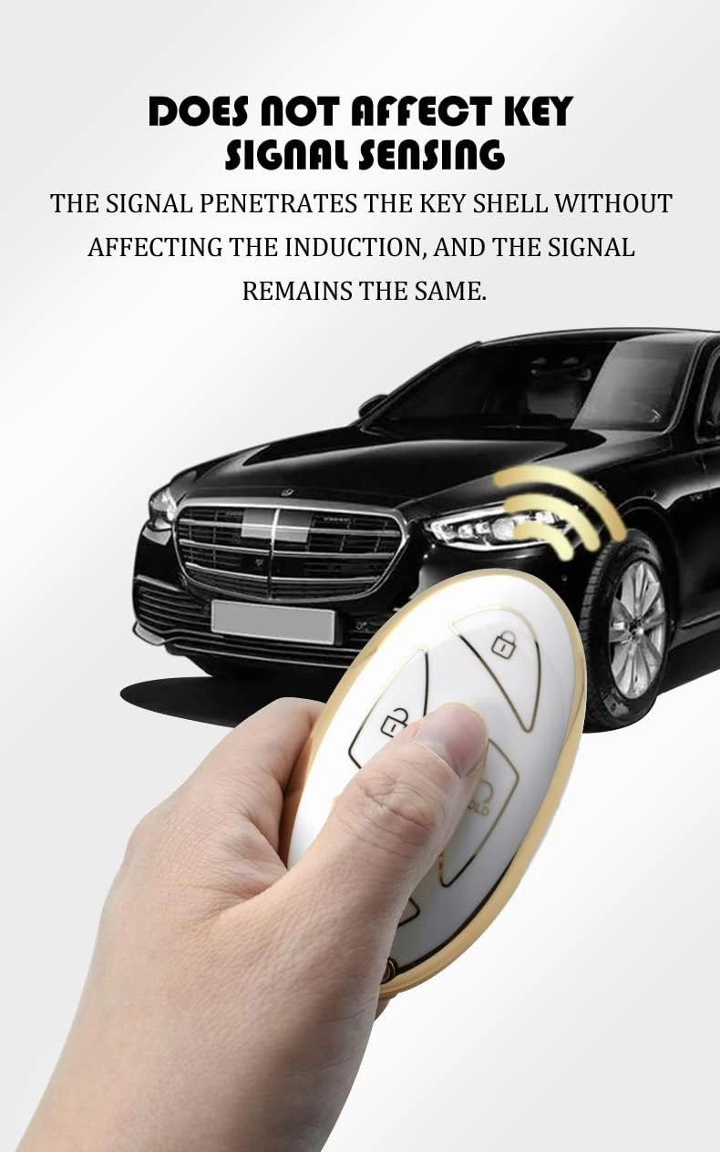 ontto 7-button Key Fob Cover Gold Edge Car Key Holder Fit for Hyundai Ionic 6 Grandeur GN7 2023 Kona Ev 2023 New Kona SX 2