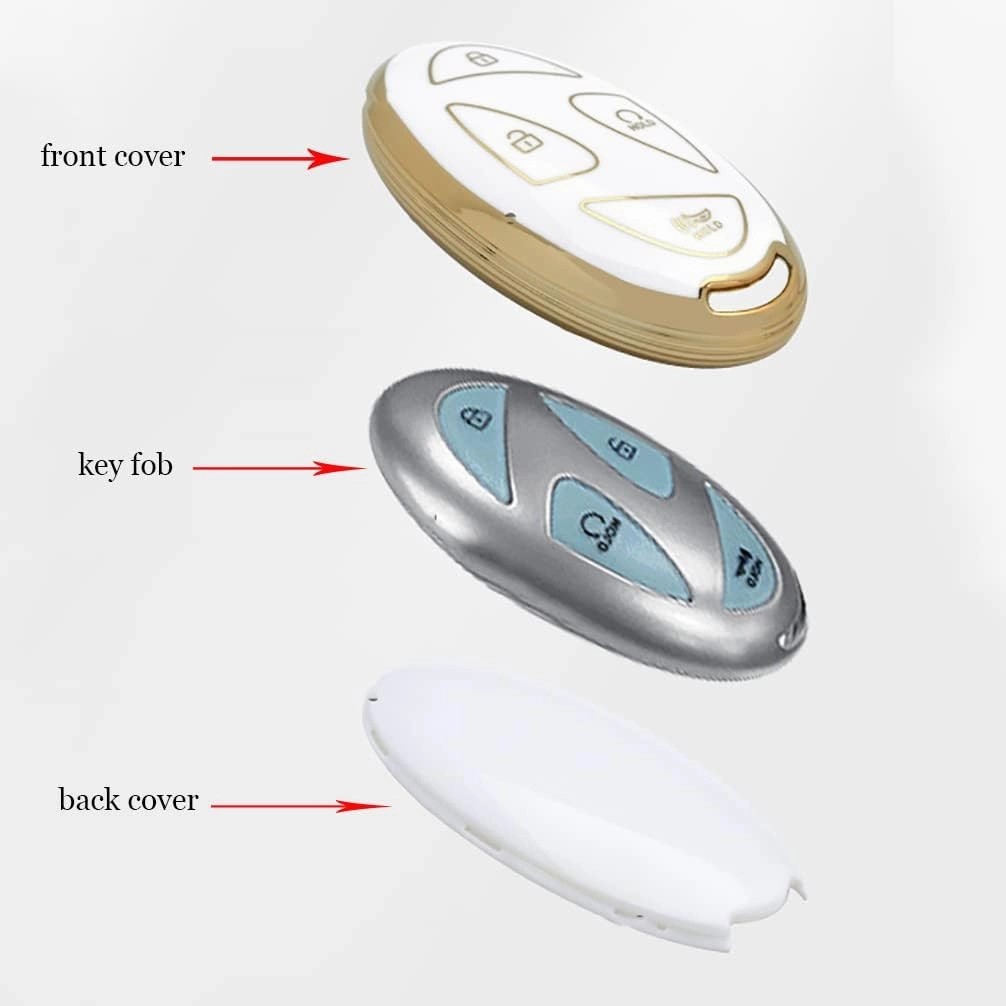 ontto 7-button Key Fob Cover Gold Edge Car Key Holder Fit for Hyundai Ionic 6 Grandeur GN7 2023 Kona Ev 2023 New Kona SX 2