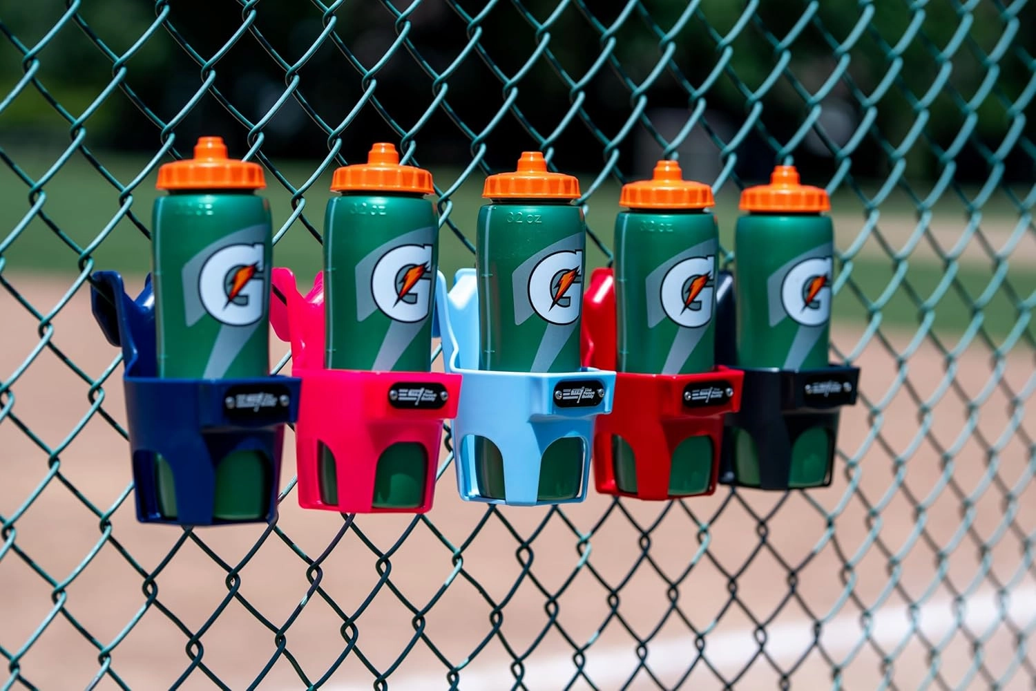Orange Water Bottle Holder for Fence | Cup Holder and Caddy | Holds Stanley, Yeti, Gatorade Products | Baseball and Softball Dugout Organizer, Stackable for Easy Storage | Made in USA