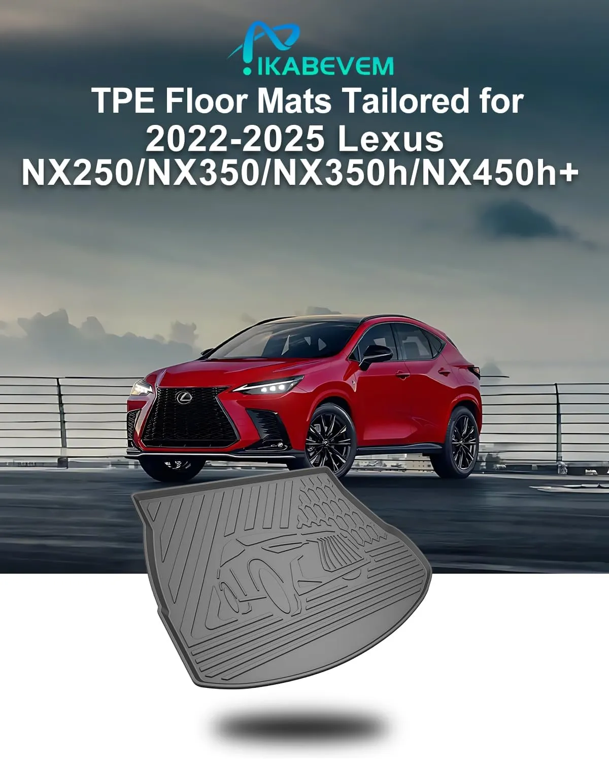 Original 2022-2025 NX Trunk Mat for Lexus NX/NX250/NX350/NX350h/NX450h  - Custom Fit TPE Cargo Liner - All Weather Cargo Mats for Lexus NX & NX Hybrid 2022 2023 2024 Accessories