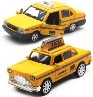 OTONOPI New York City Taxi Cab Toy Taxi Car Toy for Kids Yellow Cab Diecast Model Toy Car with Pullback Action for Toddler Age 3  Pack of 2