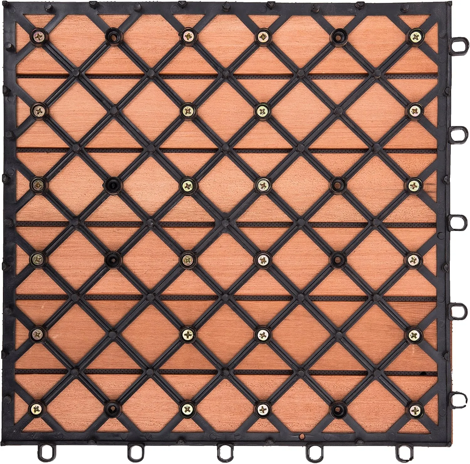 Outdoor Patio 6-Slat Eucalyptus Interlocking Deck Tile