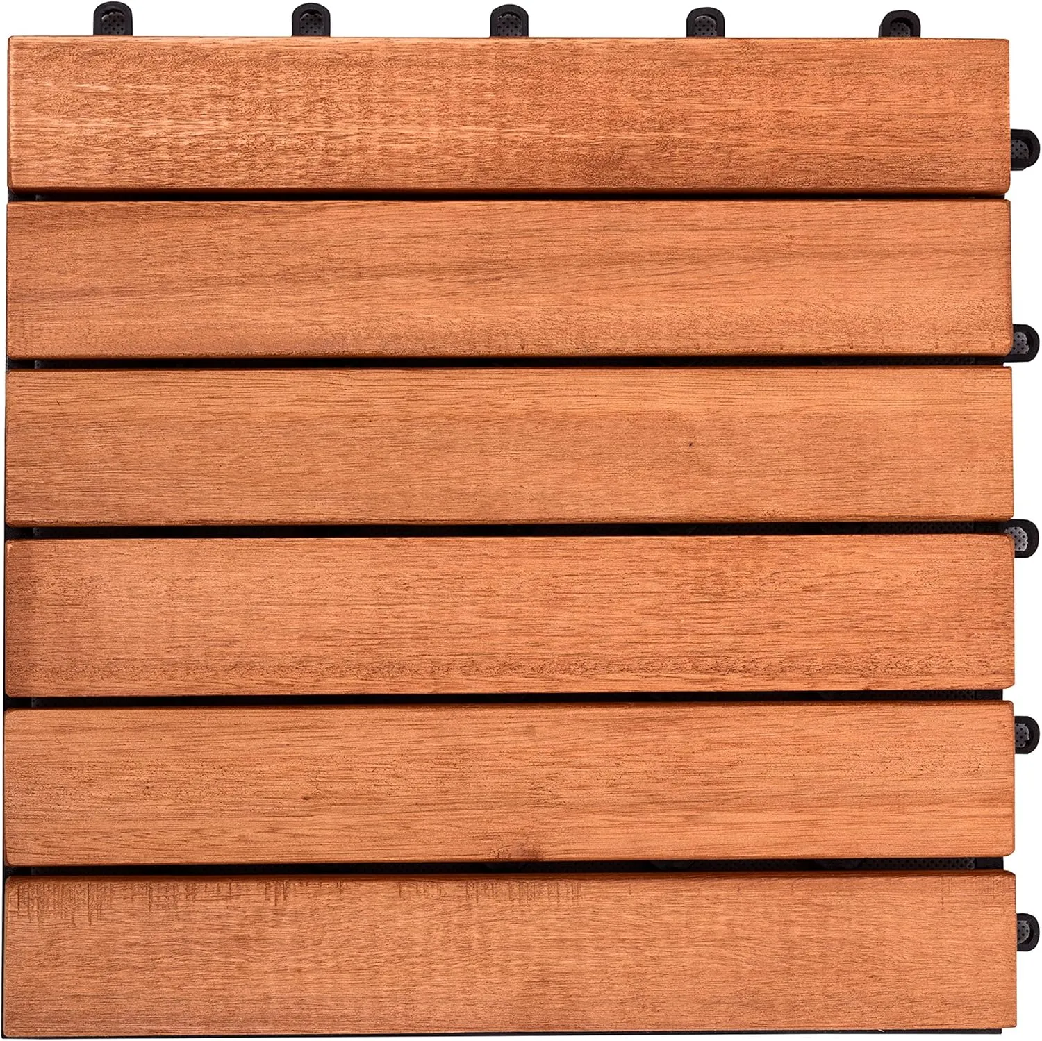 Outdoor Patio 6-Slat Eucalyptus Interlocking Deck Tile