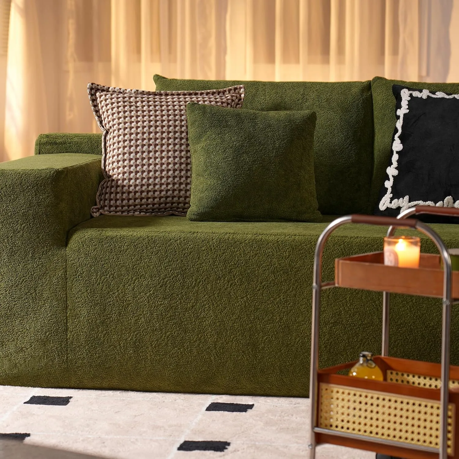 ovios 104" Cloud Sectional Couch with L-Shape Chaise,Modern Modular Sofa with Deep Seat, Upholstered Couches for Living Room Bedroom,No Assembly Required, Green (Cloud Velvet)