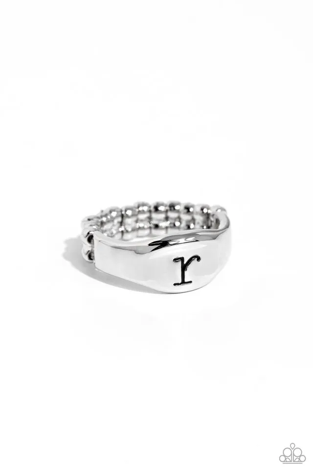 Paparazzi Ring ~ Monogram Memento - Silver - R