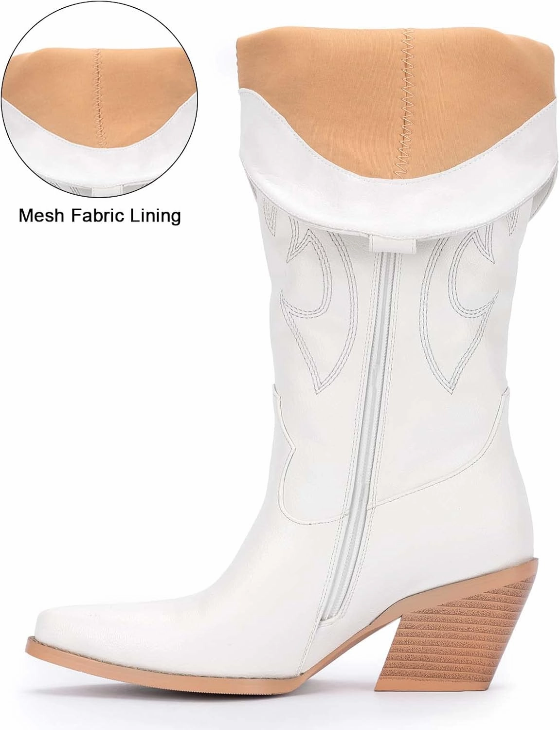 Pasuot Western Cowboy Boots for Women - Knee High Wide Calf Cowgirl Boots with Classic Embroidered, Slip On Pointed Toe Chunky Heel Fashion Retro Classic Pull On Tall Boot for Girls Ladies Fall Winter