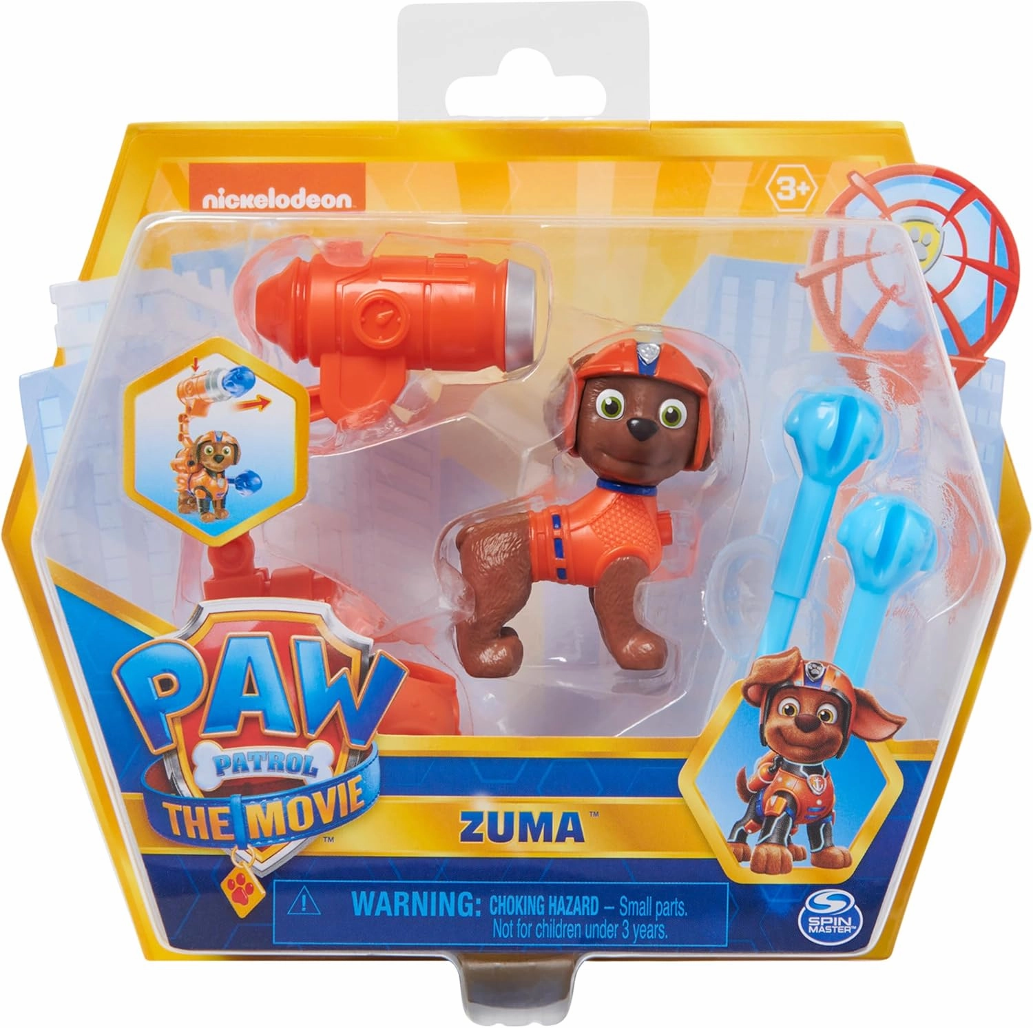 Paw Patrol, Movie Collectible Zuma Action Figure with Clip-on Backpack and 2 Projectiles, Kids’ Toys for Ages 3 and up