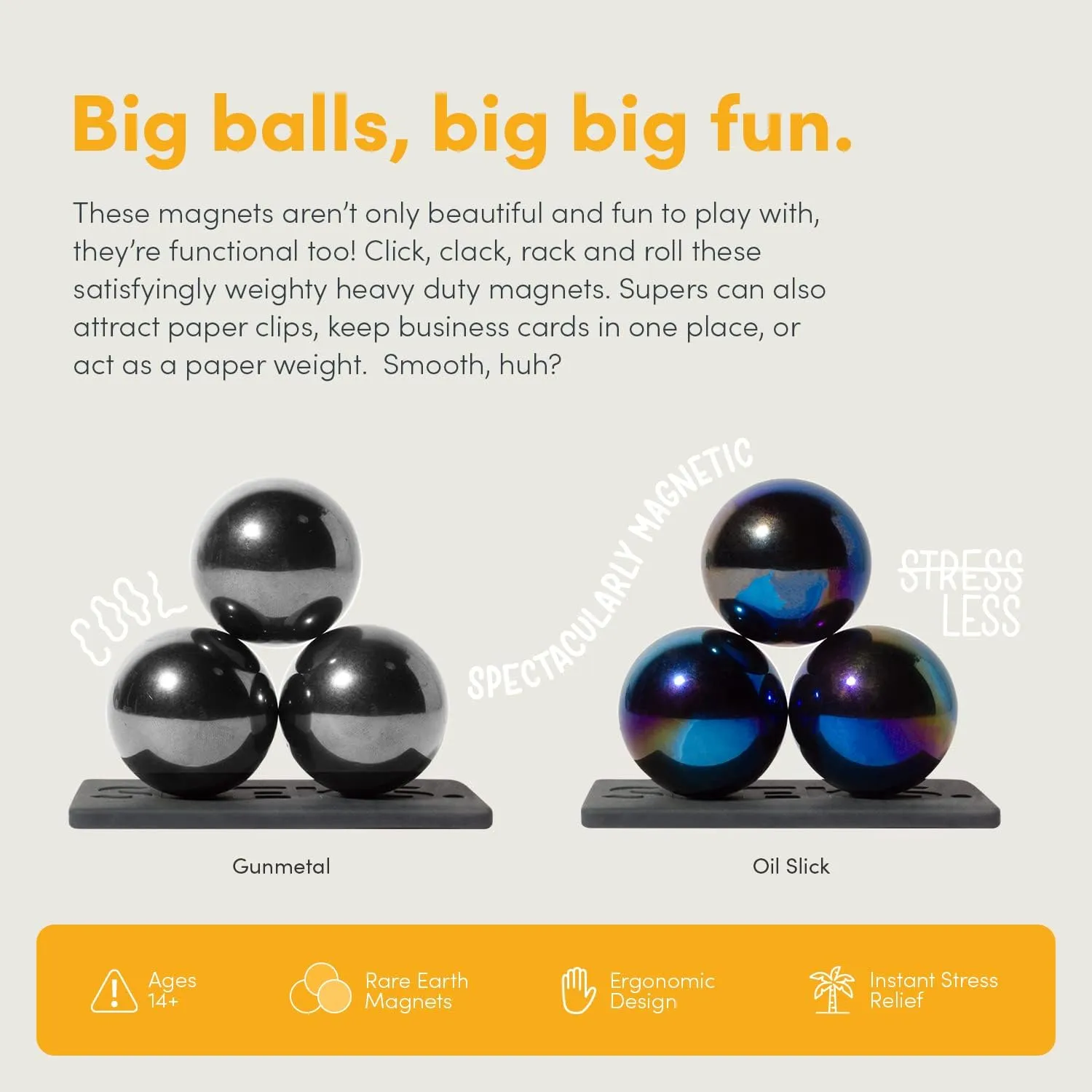 peks Supers Magnetic Balls Fidget Toy for Adults and Teens 14  | Stress Relief, Desk Toy | Set of 6 | Oil Slick