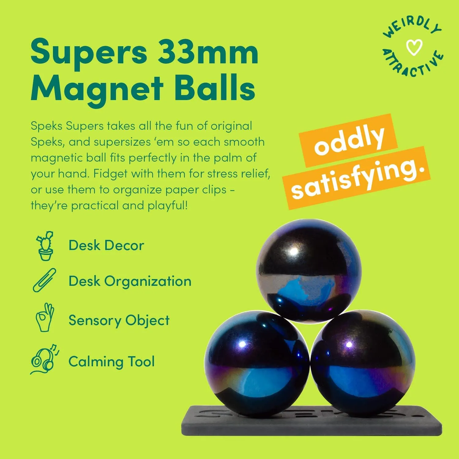 peks Supers Magnetic Balls Fidget Toy for Adults and Teens 14  | Stress Relief, Desk Toy | Set of 6 | Oil Slick