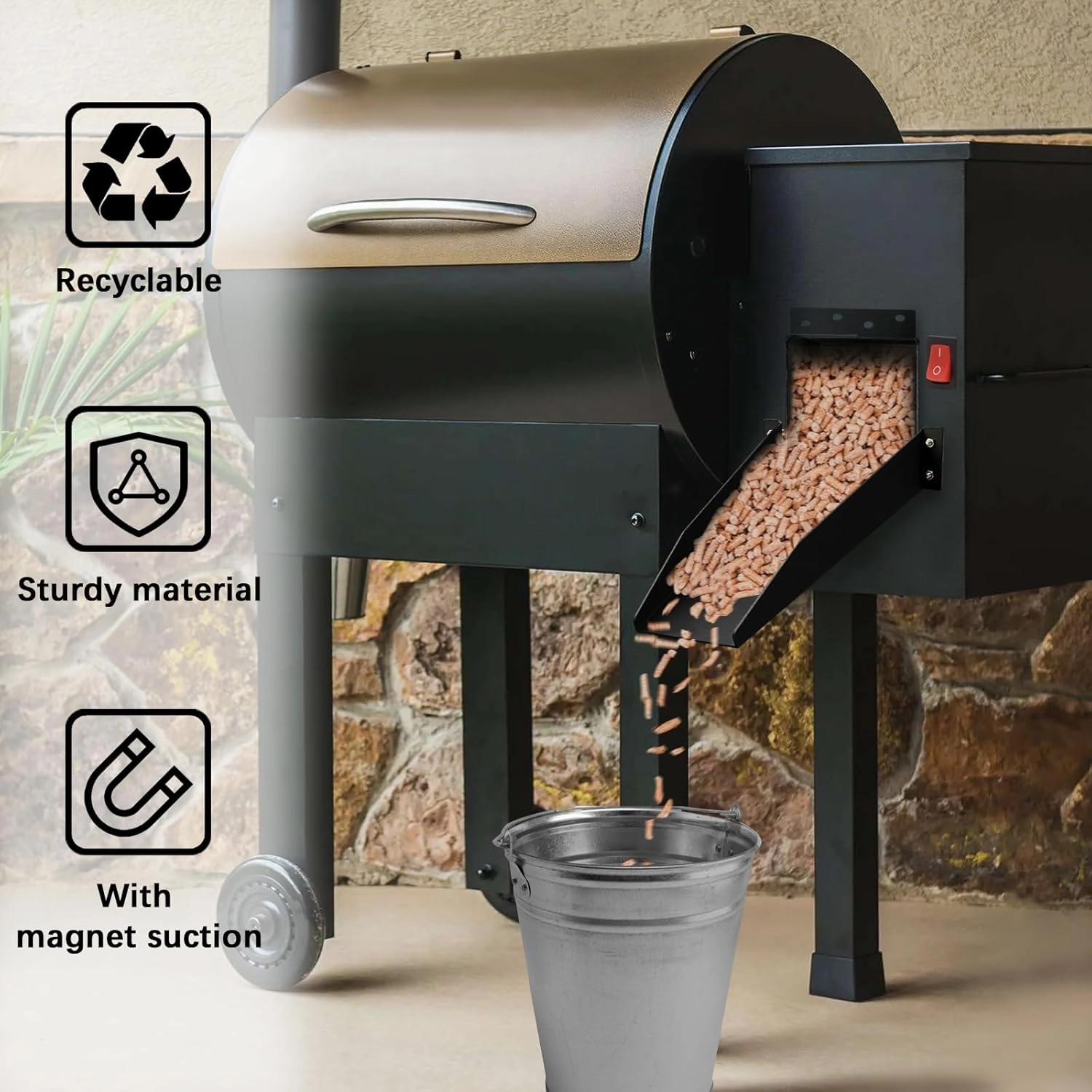 Pellet Helper Chute for Traeger Grills, Magnetic Helper Chute for Grill Smokers, No Need to Pick Up Fallen Pellets, Suit for Traeger, Pit Boss Smokers