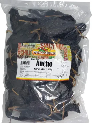 PEPITOS CHILITOS/Chile Ancho 5LB Resealable Bag - Natural and Premium - Great For Mexican Recipes Like Salsa, Tamales, and Stews.