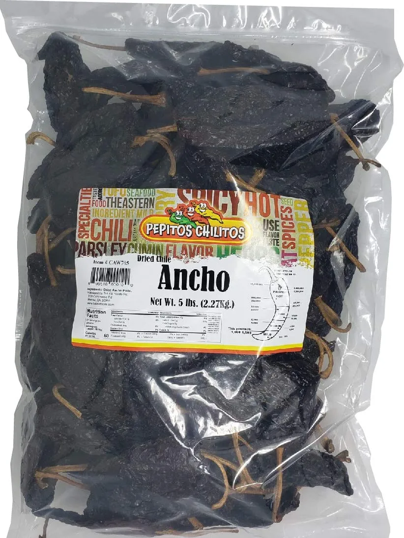 PEPITOS CHILITOS/Chile Ancho 5LB Resealable Bag - Natural and Premium - Great For Mexican Recipes Like Salsa, Tamales, and Stews.