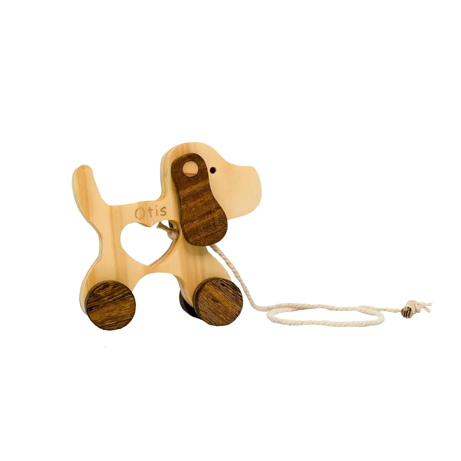 Personalized Name Pull & Push Toy Dog Toy for Children, Handmade Wooden Nature Animal Toys and Wooden Pretend Play, Baby Shower Gift, Animals on the Wheels Toy, Wooden Dog Toy for Kids