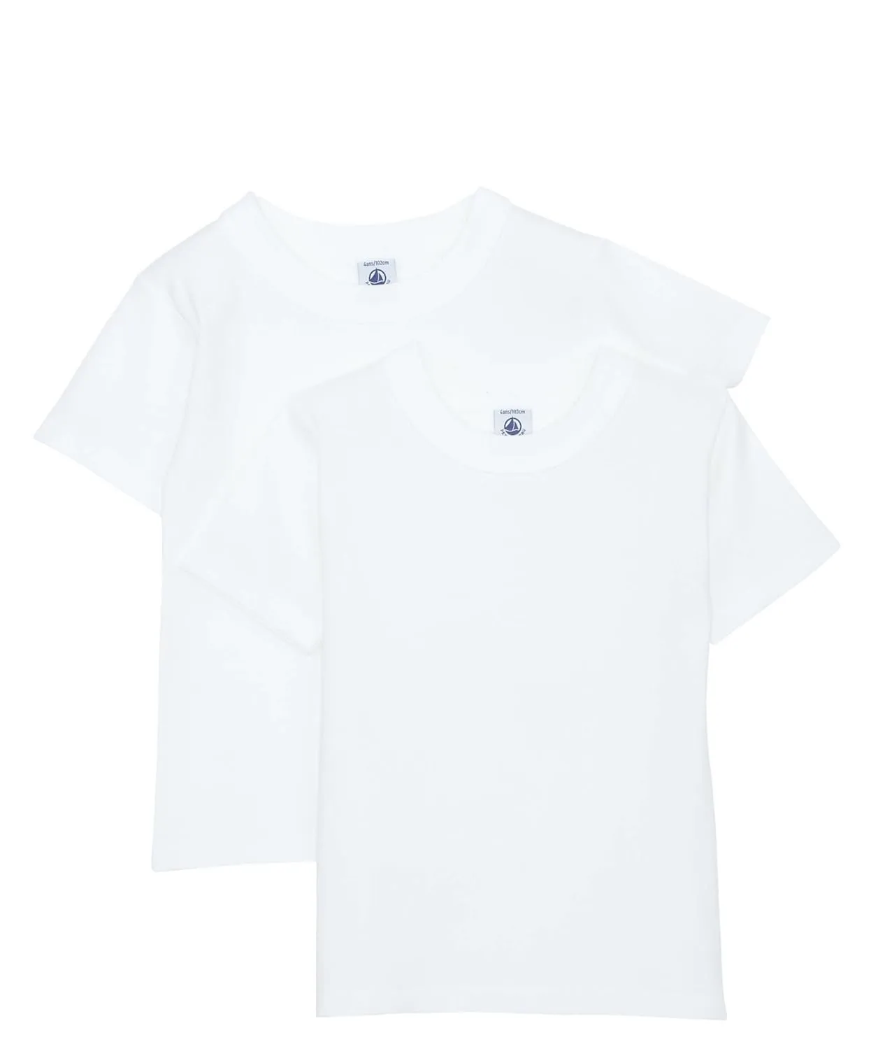 PETIT BATEAU Set of 2 Boy's Short Sleeves White Undershirt Sizes 2-18 Style 15043-23992 (Size 10 Style 15043)