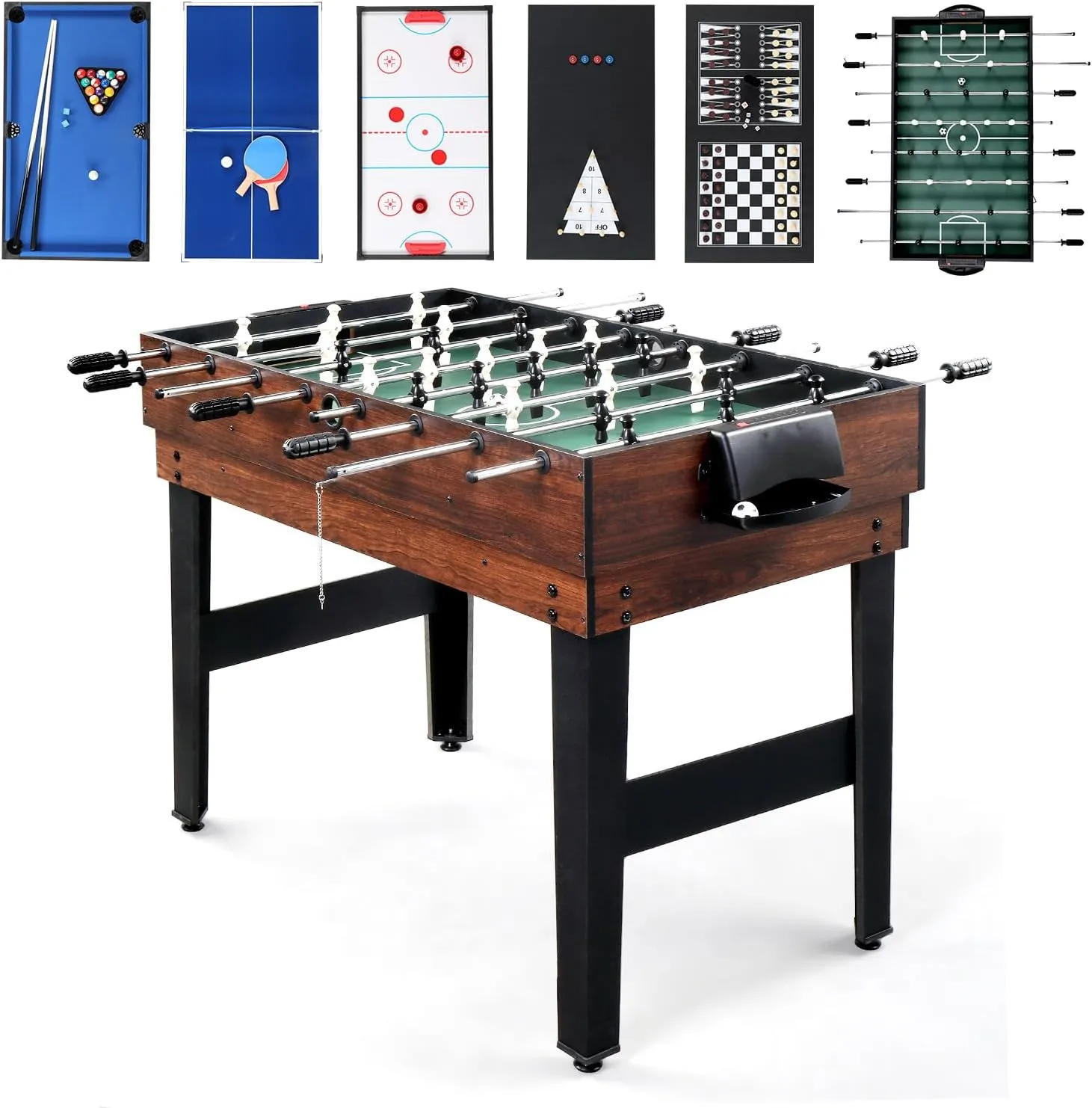 PEXMOR 10-in-1 Multi Game Set for Adults and Family, 48" Game Table with Hockey, Foosball, Pool, Ping Pong, Shuffleboard, Chess, Checkers, Bowling, Backgammon