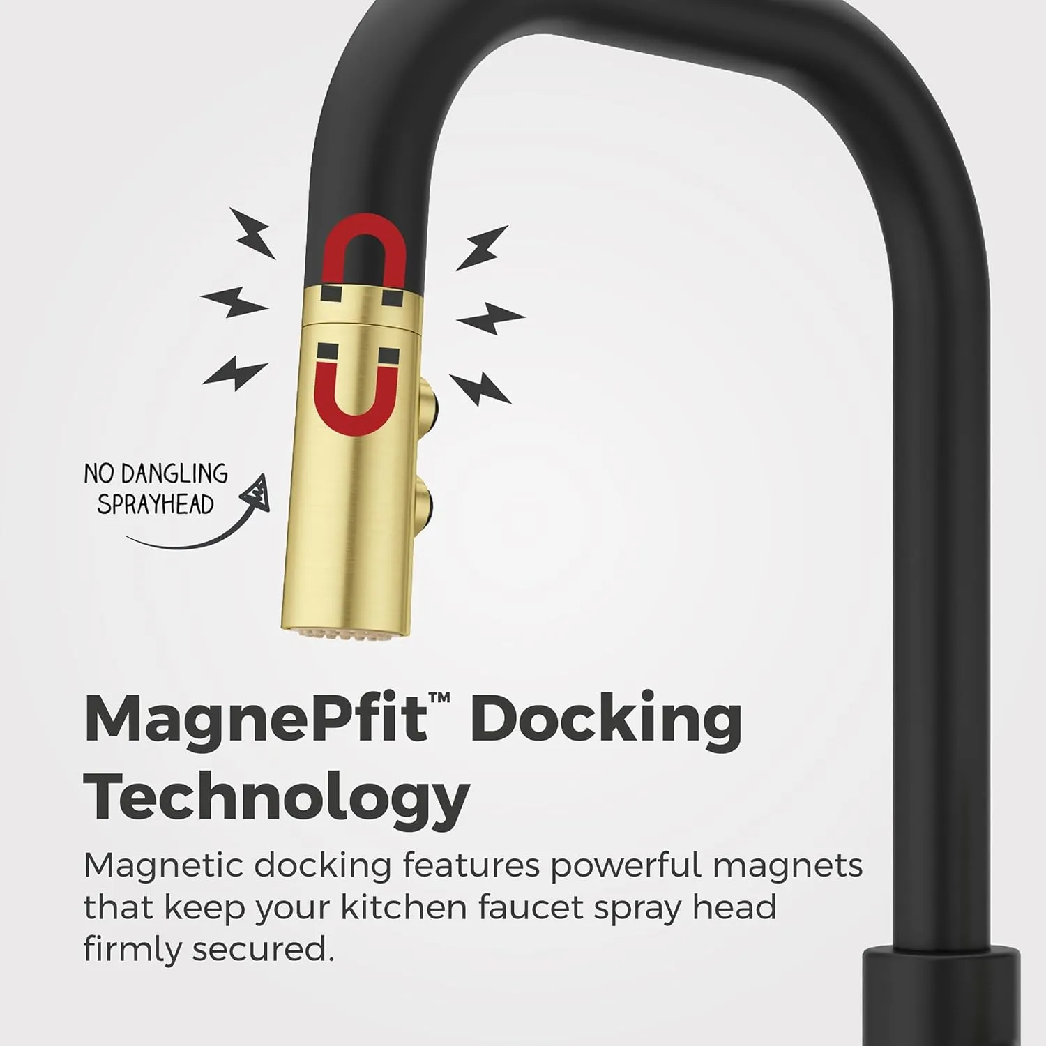 Pfister Zanna Kitchen Faucet with Pull Down Sprayer and Soap Dispenser, Single Handle, High Arc, Matte Black and Brushed Gold Finish, F5297ZNRBBG