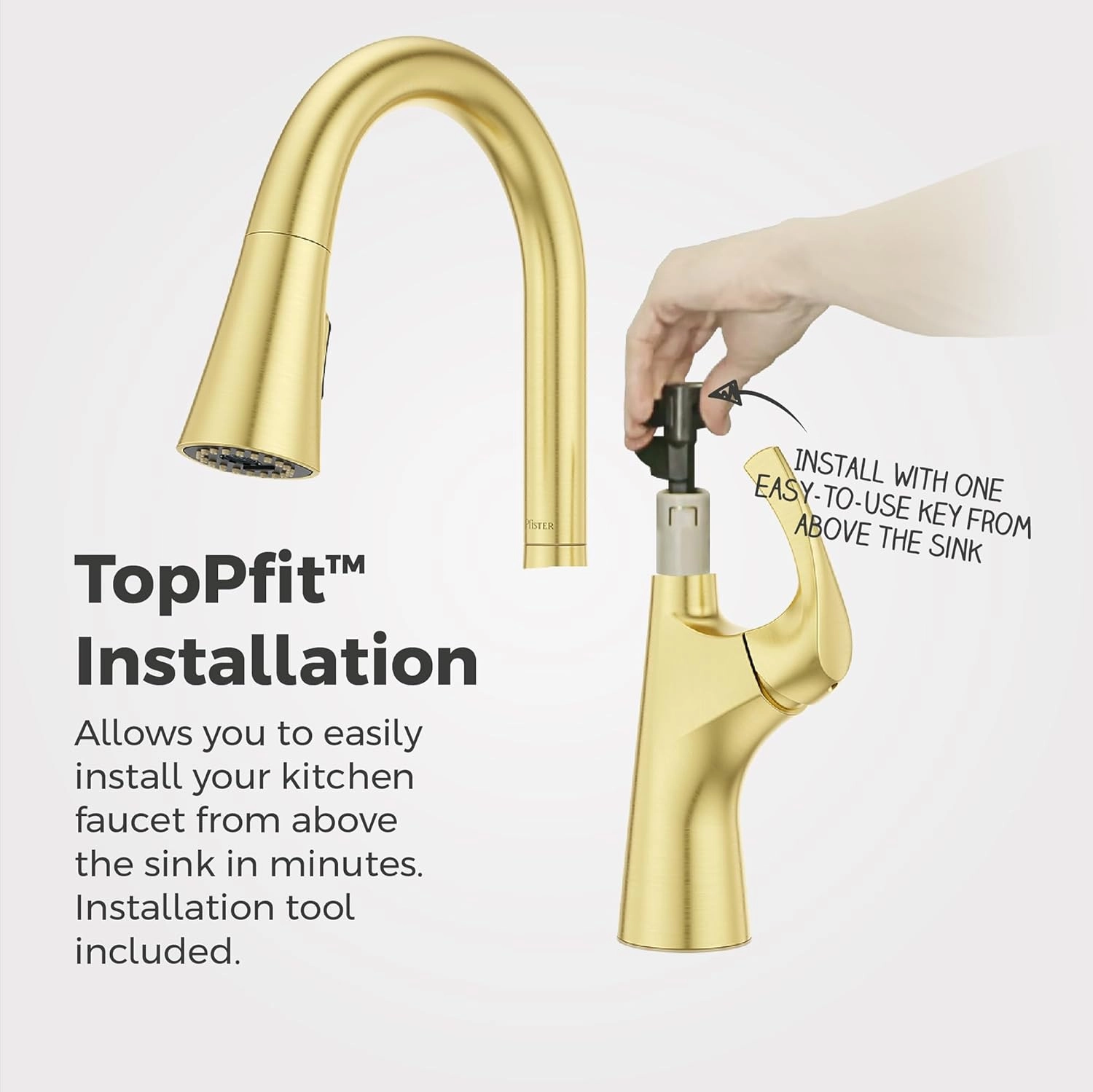 Pfister Talega Kitchen Faucet with Pull Down Sprayer, Single Handle, High Arc, Brushed Gold Finish, F5297TEBG