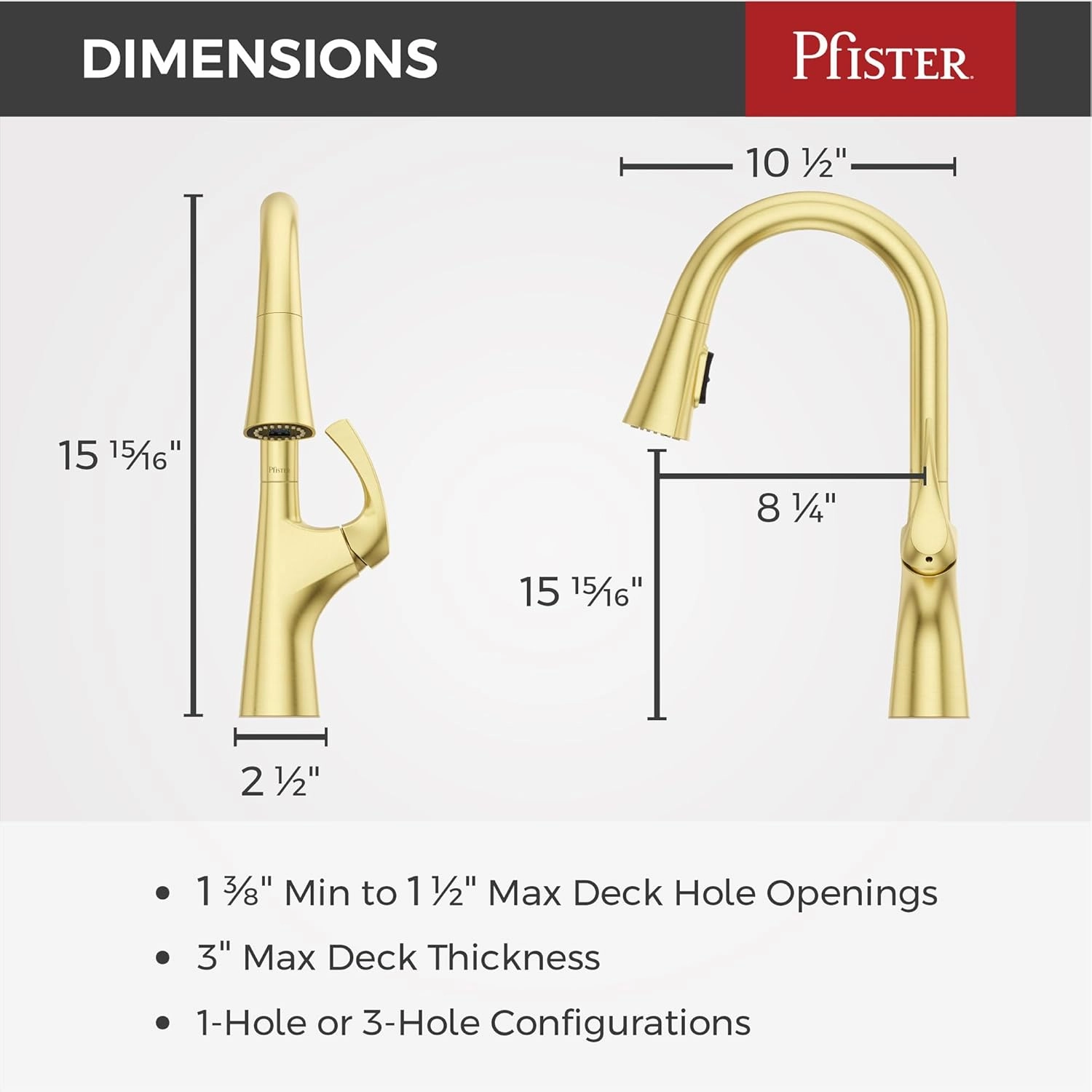 Pfister Talega Kitchen Faucet with Pull Down Sprayer, Single Handle, High Arc, Brushed Gold Finish, F5297TEBG