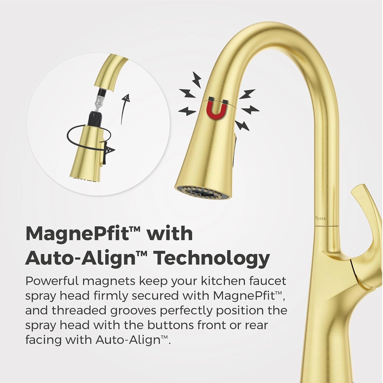 Pfister Talega Kitchen Faucet with Pull Down Sprayer, Single Handle, High Arc, Brushed Gold Finish, F5297TEBG