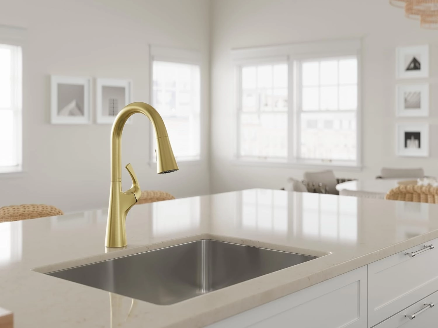 Pfister Talega Kitchen Faucet with Pull Down Sprayer, Single Handle, High Arc, Brushed Gold Finish, F5297TEBG