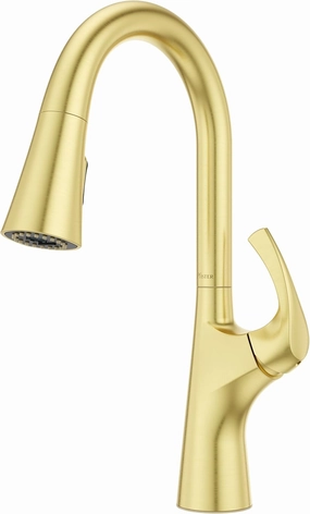 Pfister Talega Kitchen Faucet with Pull Down Sprayer, Single Handle, High Arc, Brushed Gold Finish, F5297TEBG