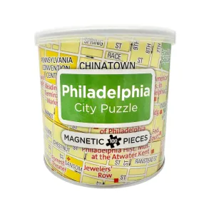 Philadelphia City Magnetic Puzzle 100 Pieces In Canister Map Design By E-Q Toys