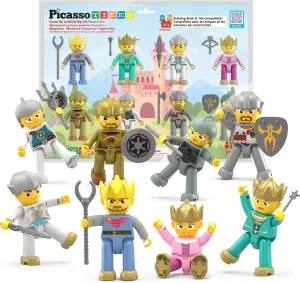 Picasso Toys Magnetic Action Figures Medieval King and Knights Character for Building Blocks Tiles Construction Toddler Toy Set Magnets Expansion Pack Educational STEM Pretend Playset PTA13