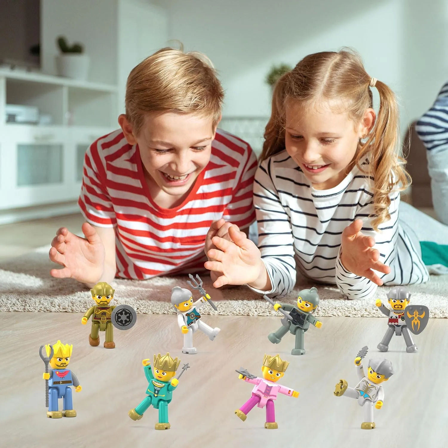 Picasso Toys Magnetic Action Figures Medieval King and Knights Character for Building Blocks Tiles Construction Toddler Toy Set Magnets Expansion Pack Educational STEM Pretend Playset PTA13