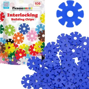 PicassoTiles Magnet Building Tiles Building Chip Blocks in Blue, Building Blocks Construction Toy Block Stack, STEM Building Toys Chip Interlocking Construction Block Chips Toy Child Brain Teaser