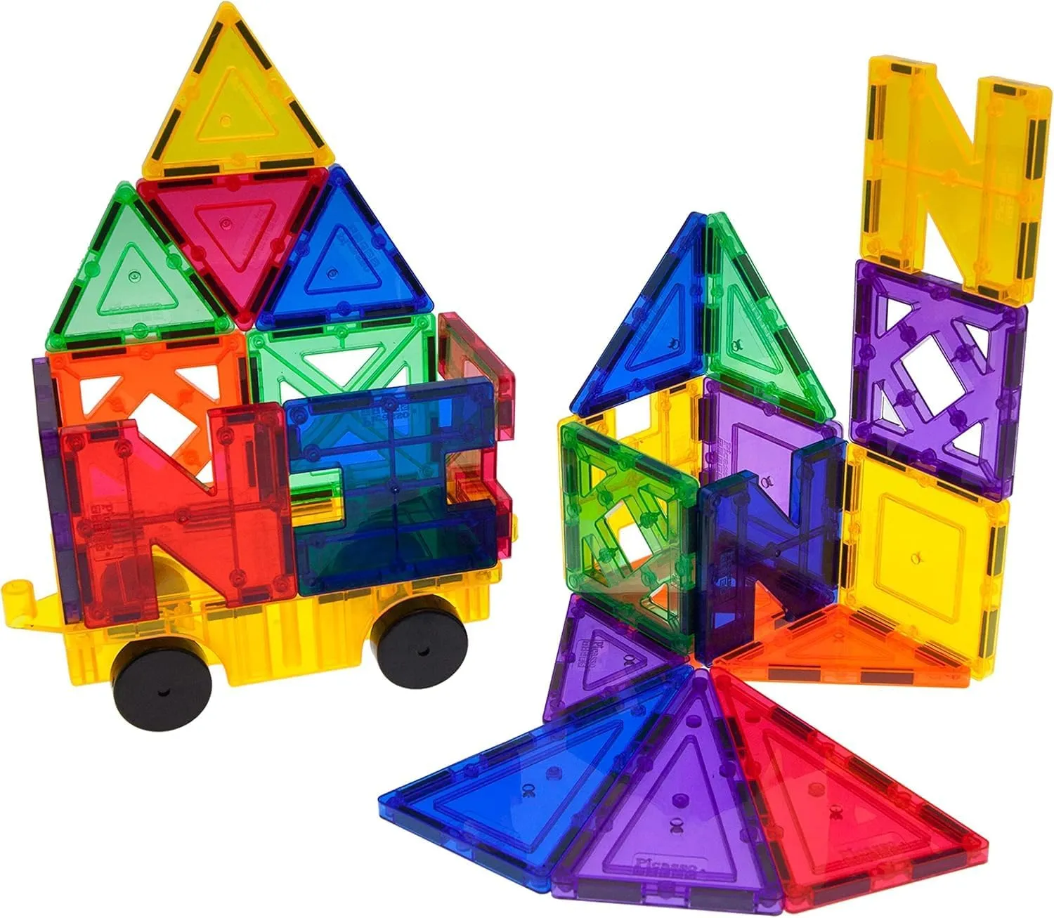 PicassoTiles Magnet Building Tiles Inspirational Kit 3D Building, Magnetic Tiles Building Blocks Construction Toy Block Stack, Magnetic Blocks Kids Magnet Building Tiles Marble stem Toy Set