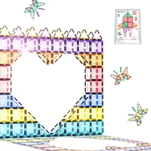 PicassoTiles Magnet Tile Building Block Set Magnetic Construction Square Triangle Tiles Toy Kit Sparking Creativity Geometric Shapes STEM Educational Learning Brain Development Kids Ages 3  PB24