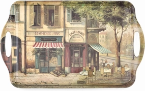 Pimpernel Parisian Scenes Large Handled Tray - 18.9" x 11.6" Melamine Serving Board with Paris Street Design - Dishwasher-Safe Decorative Food Tray for Entertaining & Everyday Use