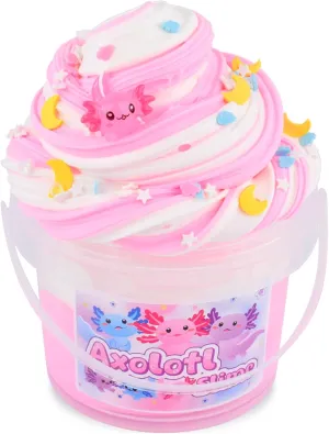 Pink Axolotl Butter Slime Kit, with Fun Slime Add Ins, Soft and Stretchy, Non-Sticky, Scented Slime Kit for Kids, Birthday Gifts for Boys & Girls, Classroom Rewards, DIY Stress Relief Toy