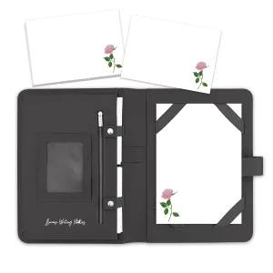 Pink Rose Long Stem Letter Writing Set with Organiser