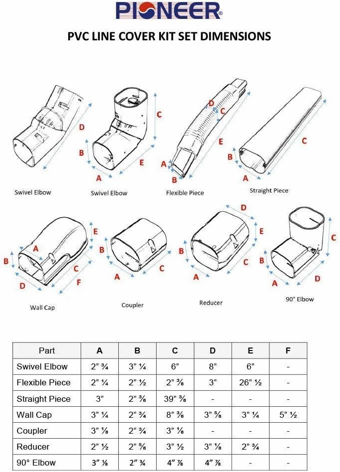Pioneer Decorative PVC Slim Line Cover Kit for Mini Split Air Conditioners and Heat Pumps