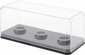 Pioneer Plastics 143C3GOLF-BB-UV Clear Plastic 3 Golf Ball Display Case with Black Base (UV Resistant), 6.125" W x 2.625" D x 2.25" H, Pack of 4