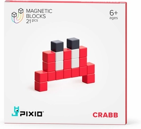 PIXIO Mini Monster Crabb Story Series 21 Magnetic Blocks Stress Relief Construction Toy, Building Blocks in 8-bit Pixel Art, Creativity for Kids, Fidget Toy