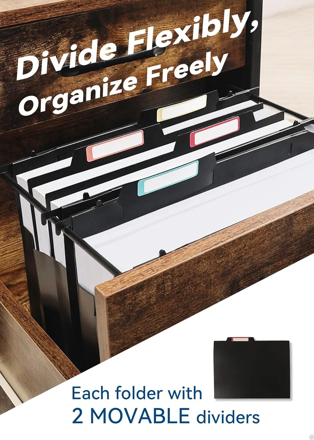 Plastic High Capacity Hanging File Folders, 4" Expanding Pocket with Movable Dividers, Heavy Duty for Filing Cabinet, Insertable Tabs, Letter Size - 6 Pack