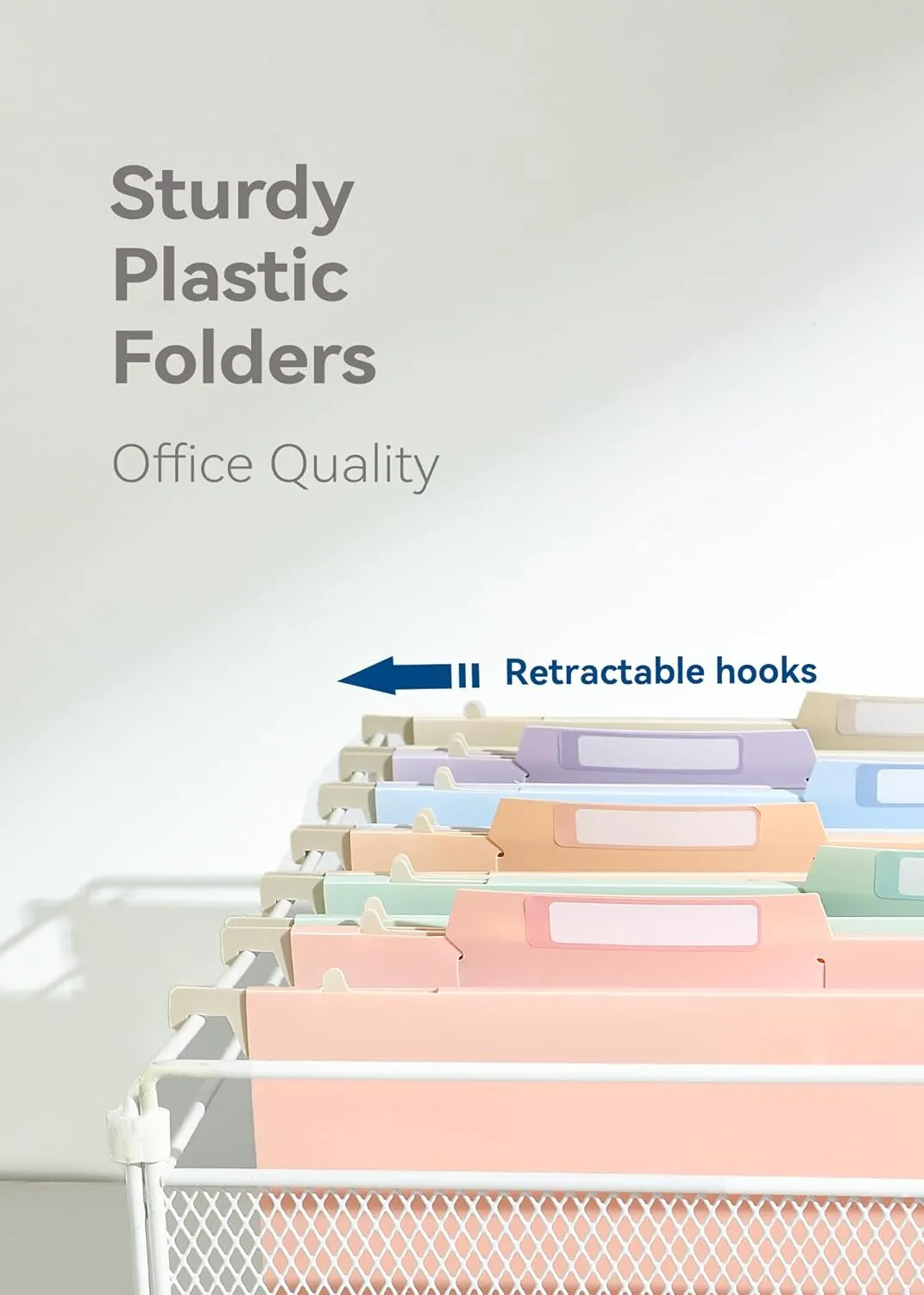 Plastic High Capacity Hanging File Folders, Pastel Colors, 4" Expanding Pocket with Movable Dividers, Heavy Duty for Filing Cabinet, Insertable Tabs, Letter Size - 6 Pack