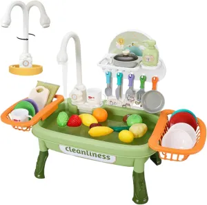 Play Sink with Running Water 1 Set Electric Rotatable Faucet Toddler Sink with Drain Basket Educational Interactive Detachable Spacious Kids Play for Role