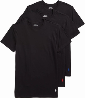 Polo Ralph Lauren Mens Slim Fit Cotton Crew Shirts, Black, Large