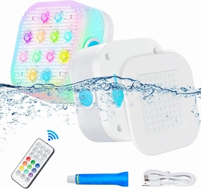 Pool Lights for Above Ground Pools Waterproof with Remote, Underwater Rechargeable 2600mAh Battery Magnetic 16 Color Changing Floating Submersible Pool Light for Inground Pool LED Lights Party Decor