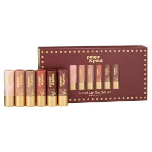 Poppy & Pout All Natural Lip Tints, Sustainable Cardboard Tubes, Hand-filled, Beeswax, Vitamin E, Coconut Oil, Cruelty Free (6pk Premium Gift Set)
