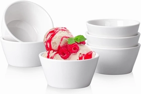 Porcelain Small Bowls, 8 Ounce Dessert Bowls, Ramekins Oven Safe, Ice Cream Bowls, Bouillon Cups, Set of 6