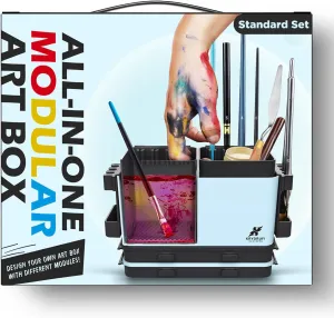 Portable All-in-One Modular Painting Station with Paint Brush Cleaner and Holders,Wet Paint Palette Tray with Lid for Miniature Painting and Acrylic Paints - Standard Set
