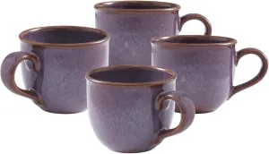 Portmeirion 12oz Minerals Mug, Amethyst (Set of 4) - Stoneware Coffee Cup with Reactive Glaze, Durable & Stylish Ceramic Mug - Microwave, Dishwasher, Freezer Safe - Earthy Design for Cafe & Home